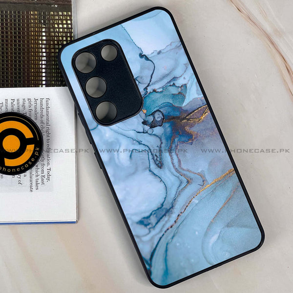 Vivo V30 Lite 4G - Blue Marble Series - Premium Metal Printed soft Bumper shock Proof Case