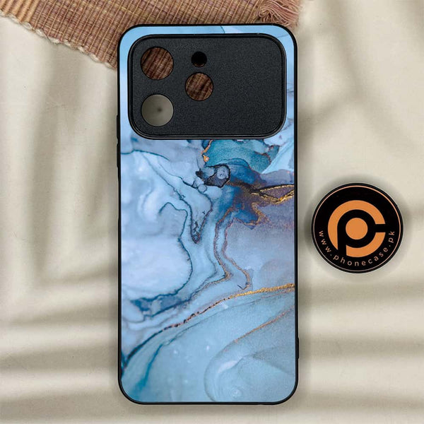 Tecno Spark 40 - Blue Marble Series - Premium Metal Printed soft Bumper shock Proof Case