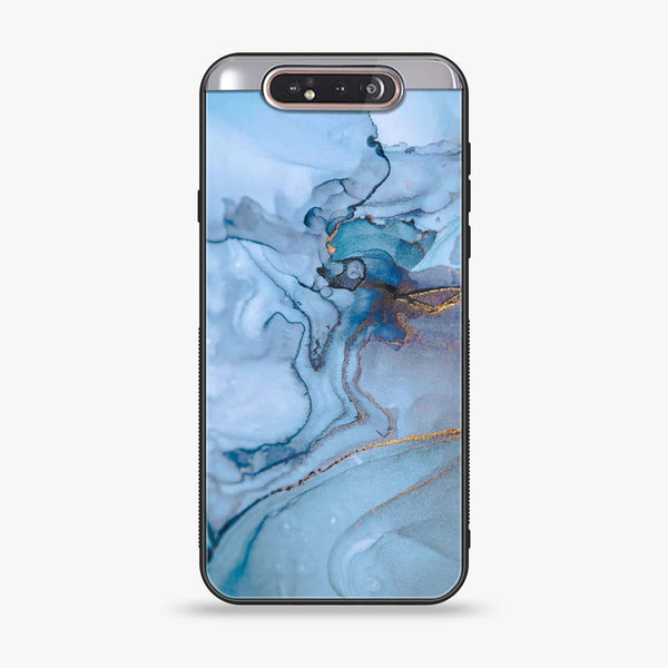 Samsung Galaxy A80 - Blue Marble Series - Premium Printed Glass soft Bumper shock Proof Case
