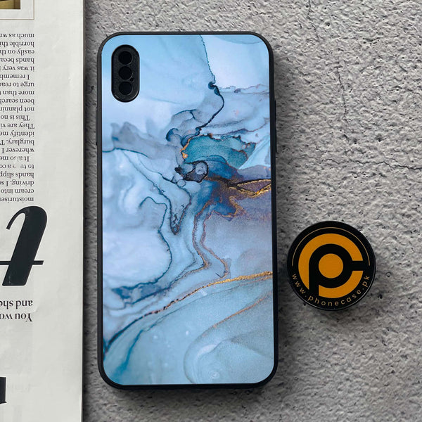 iPhone Xs Max - Blue Marble Series - Premium Metal Printed soft Bumper shock Proof Case