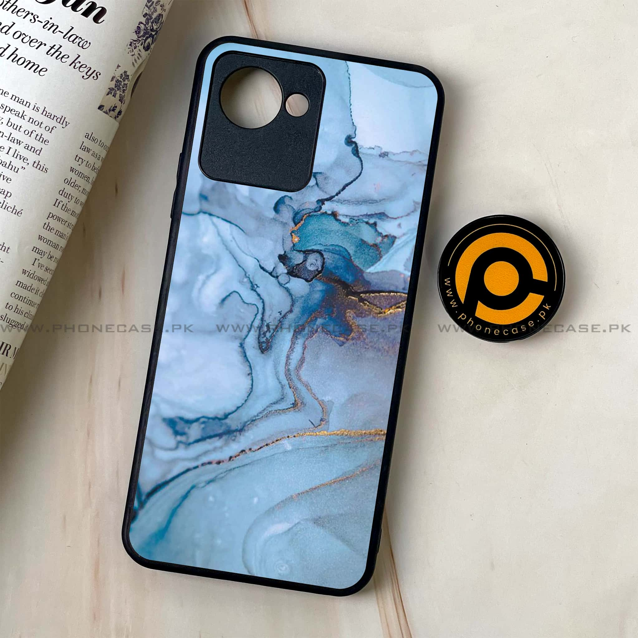 Realme C30 - Blue Marble Series - Premium Printed Glass soft Bumper shock Proof Case