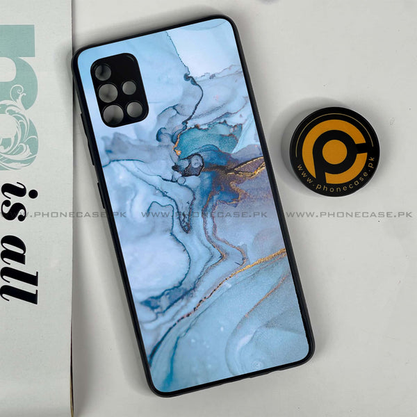Samsung Galaxy A51 - Blue Marble Series - Premium Printed Glass soft Bumper shock Proof Case