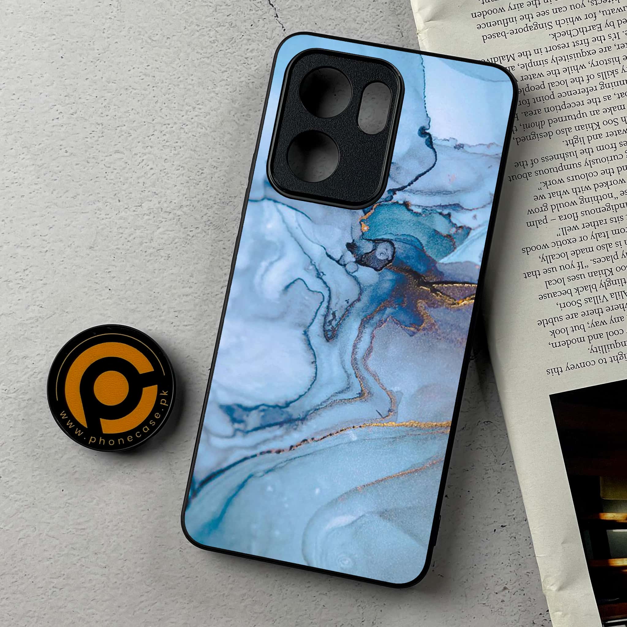 Oppo Reno 13F - Blue Marble Series - Premium Metal Printed Soft Bumper Shockproof Case