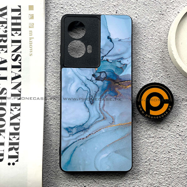 Moto G85 - Blue Marble Series - Premium Printed Glass soft Bumper shock Proof Case