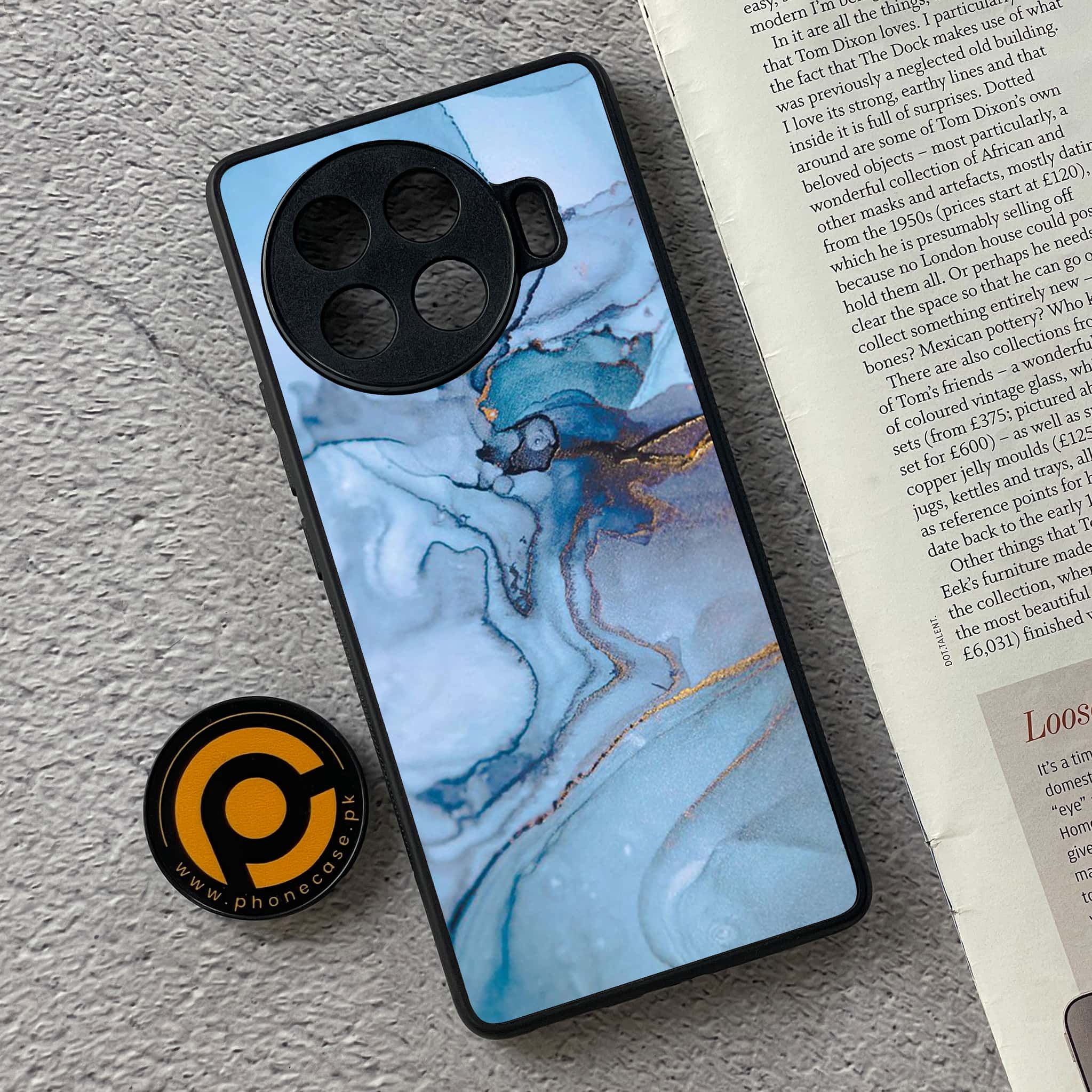 Tecno Spark 20 pro plus - Blue Marble Series - Premium Printed Glass soft Bumper shock Proof Case