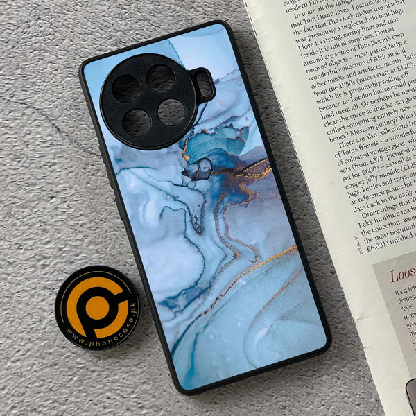Tecno Spark 20 pro plus - Blue Marble Series - Premium Printed Glass soft Bumper shock Proof Case