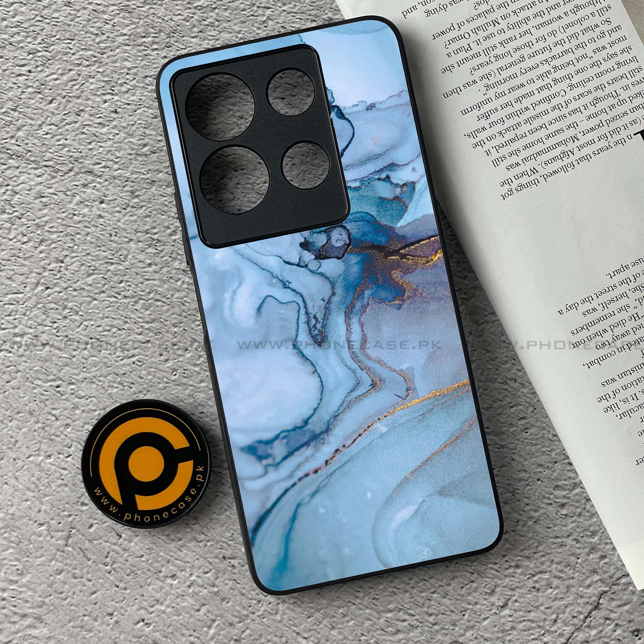 Infinix Note 30 - Blue Marble Series - Premium Printed Glass soft Bumper shock Proof Case