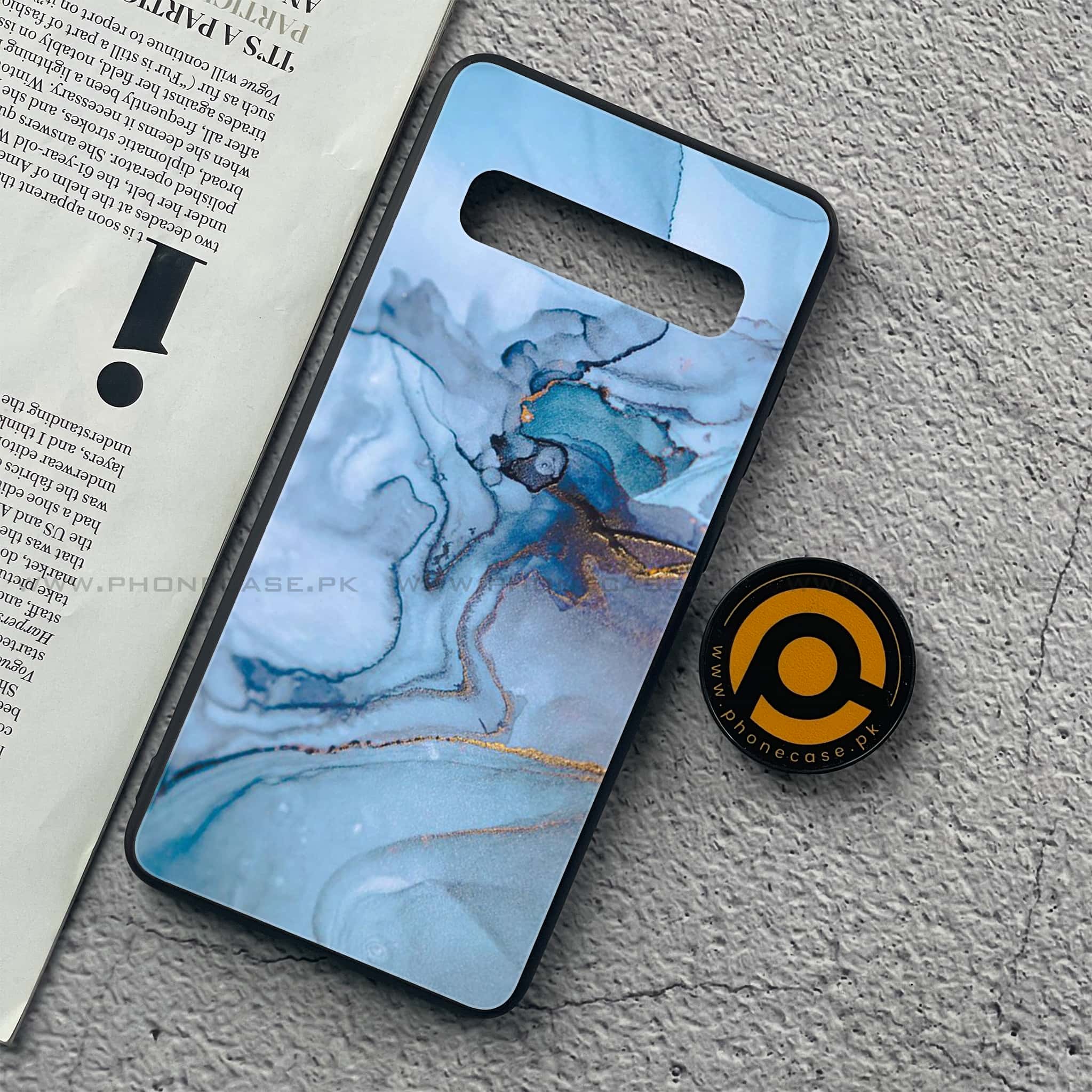 Samsung Galaxy S10 5G - Blue Marble Series - Premium Printed Glass soft Bumper shock Proof Case