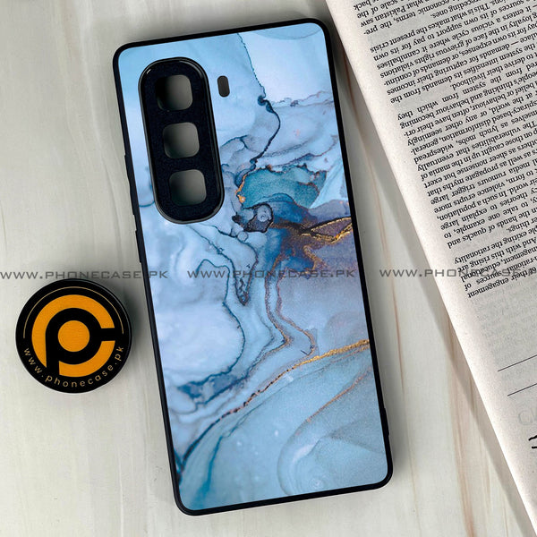 Infinix Hot 60  - Blue Marble Series - Premium Metal Printed soft Bumper shock Proof Case
