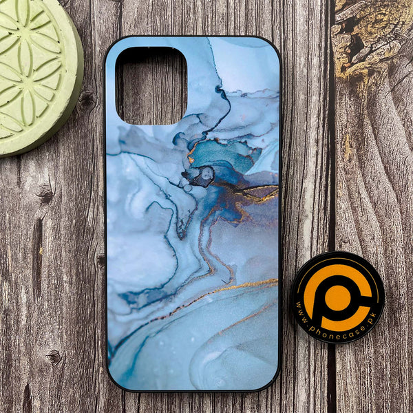iPhone 12 - Blue Marble Series - Premium Metal Printed soft Bumper shock Proof Case