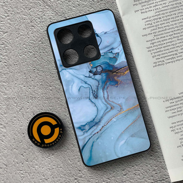 Infinix Note 30 Pro - Blue Marble Series - Premium Metal Printed soft Bumper shock Proof Case