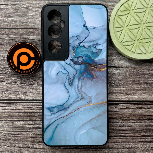 Realme C65  - Blue Marble Series - Premium Metal Printed soft Bumper shock Proof Case