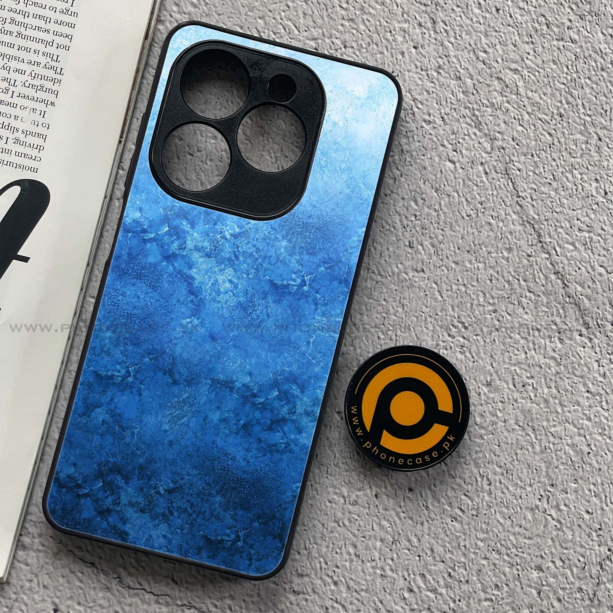 Infinix Smart 8 Pro - Blue Marble Series - Premium Metal Printed soft Bumper shock Proof Case