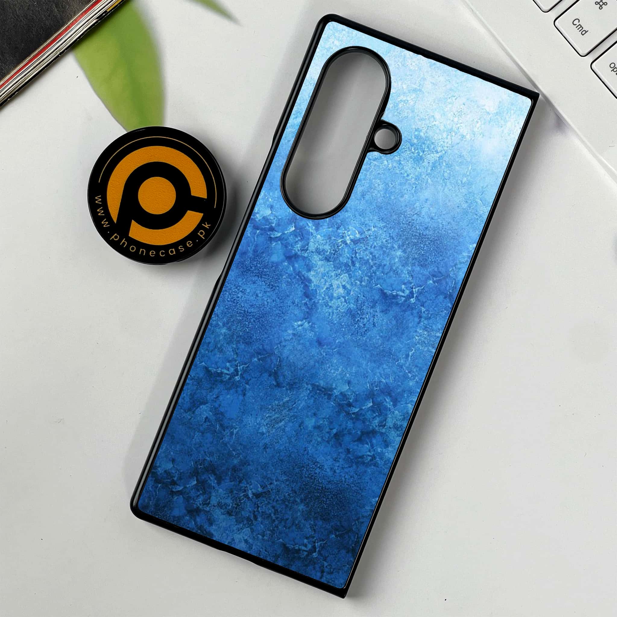 Samsung Galaxy Z Fold 7 - Blue Marble Series - Premium Metal Printed soft Bumper shock Proof Case