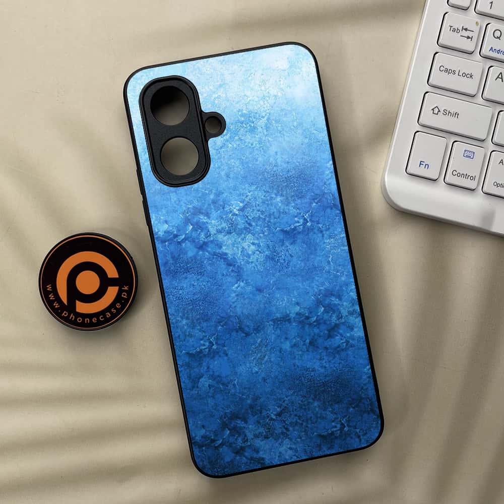 Tecno Spark Go 2 - Blue Marble Series - Premium Metal Printed soft Bumper Shock Proof Case