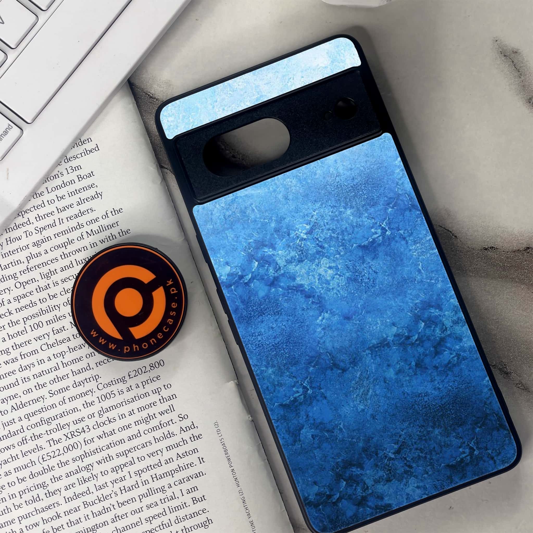Google Pixel 7 - Blue Marble Series - Premium Metal Printed soft Bumper Shock Proof Case