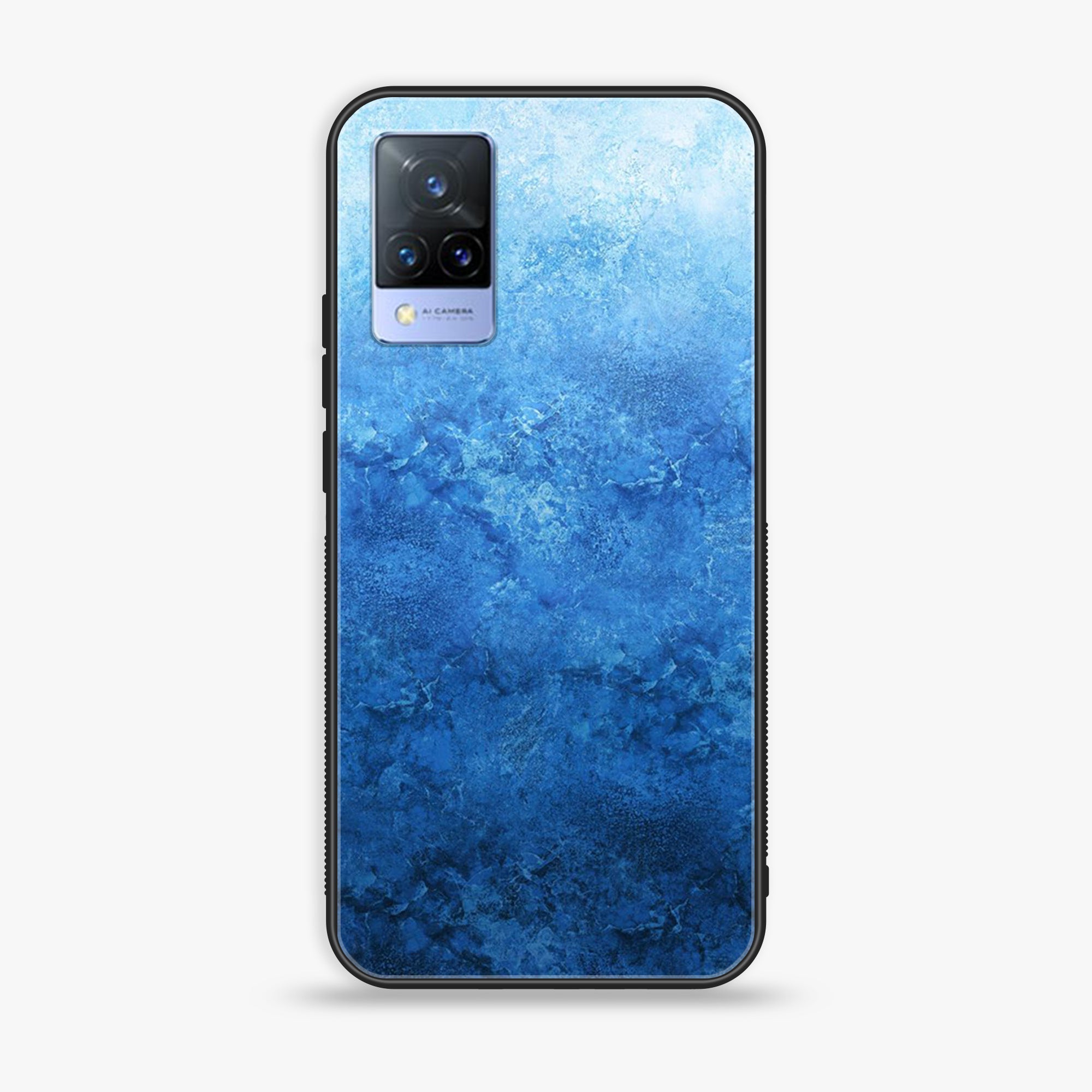 Vivo V21 - Blue Marble Series - Premium Printed Glass soft Bumper shock Proof Case