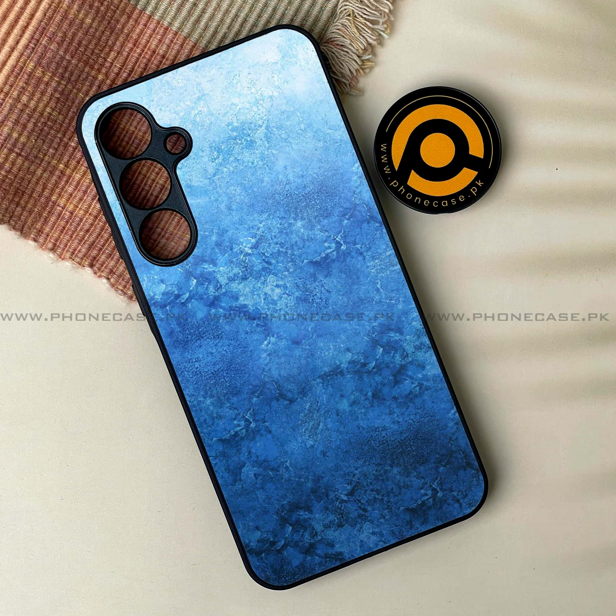 Samsung Galaxy M54 - Blue Marble Series - Premium Printed Glass soft Bumper shock Proof Case