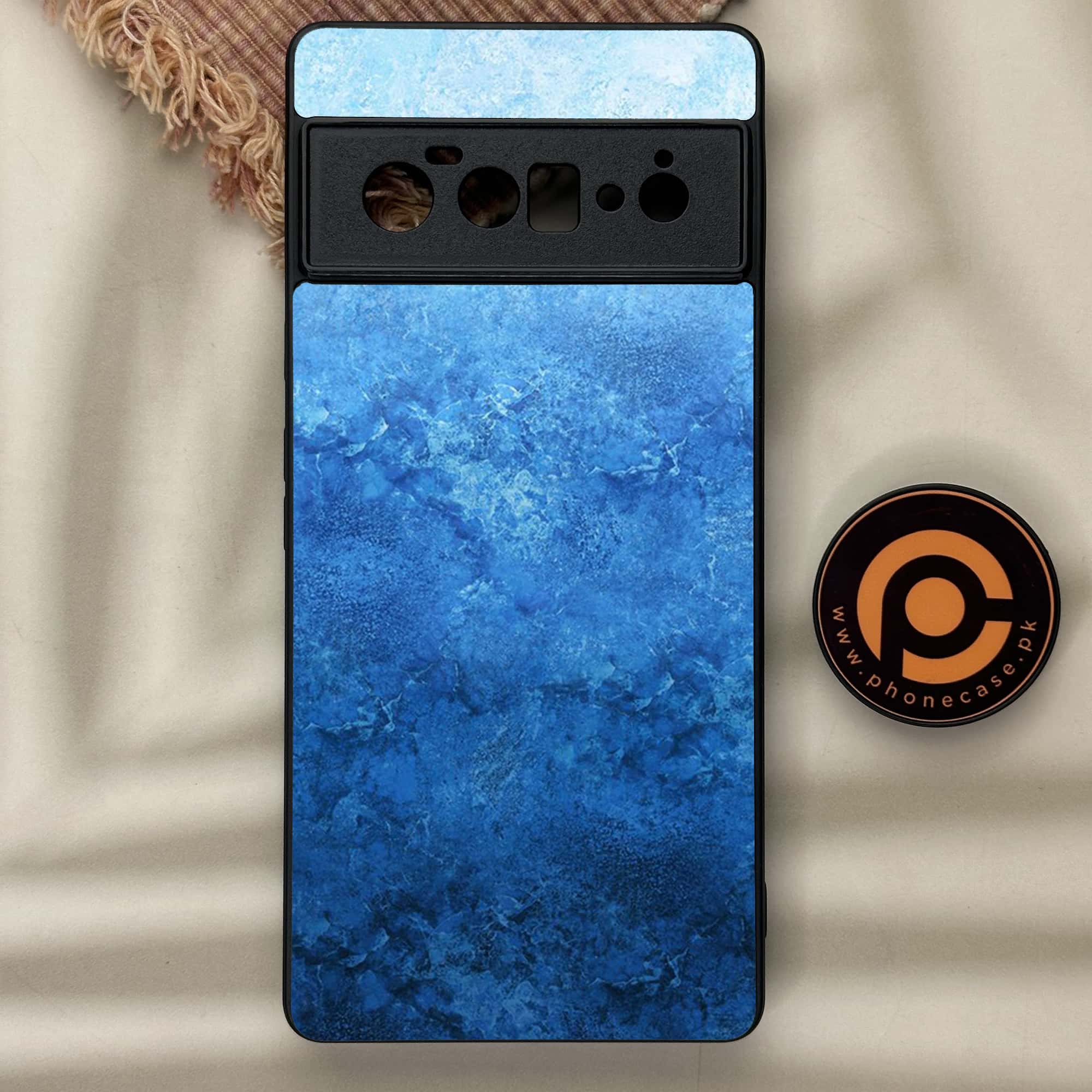 Google Pixel 6 Pro- Blue  Marble Series - Premium Metal Printed soft Bumper Shock Proof Case