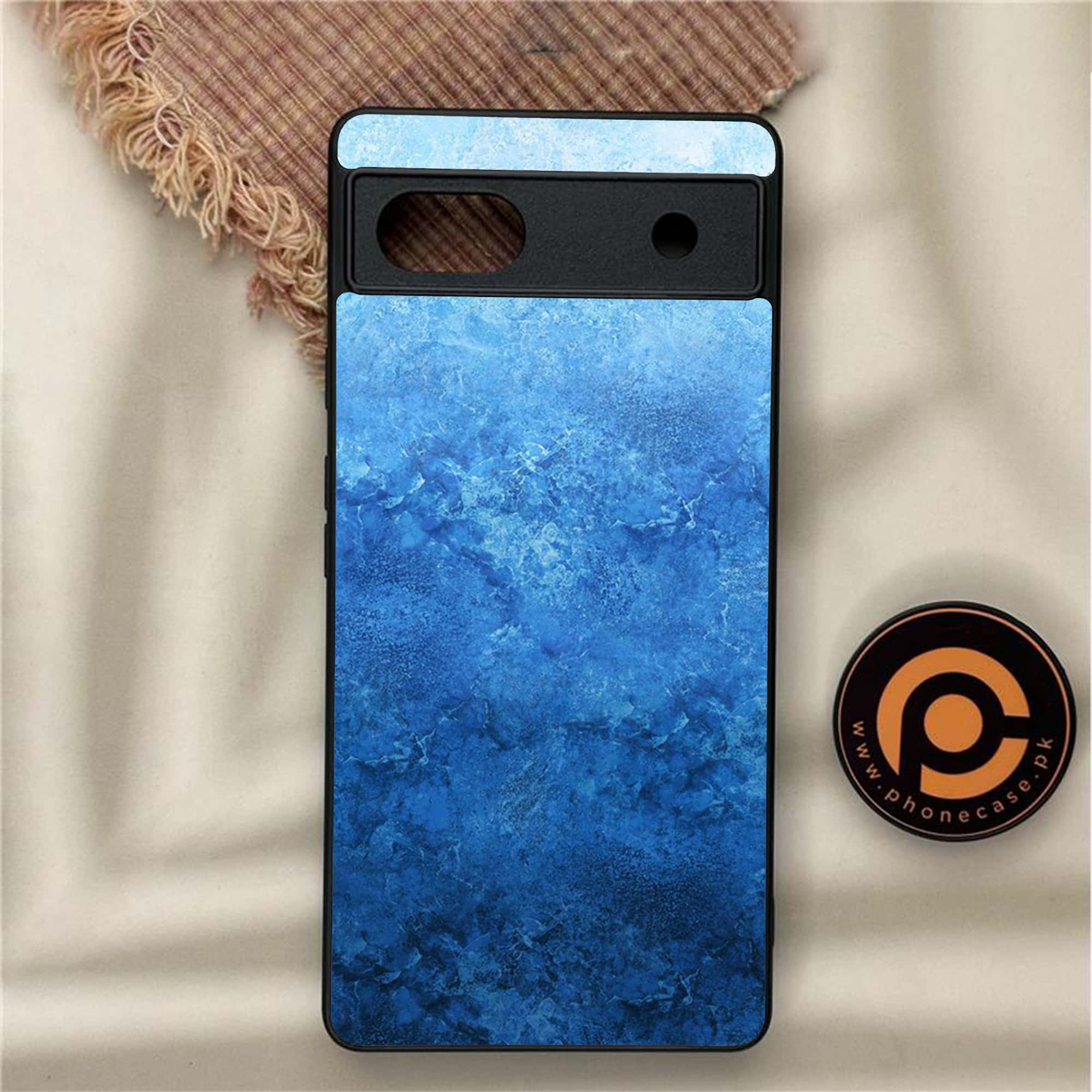 Google Pixel 6A - Blue Marble Series - Premium Metal Printed soft Bumper Shock Proof Case