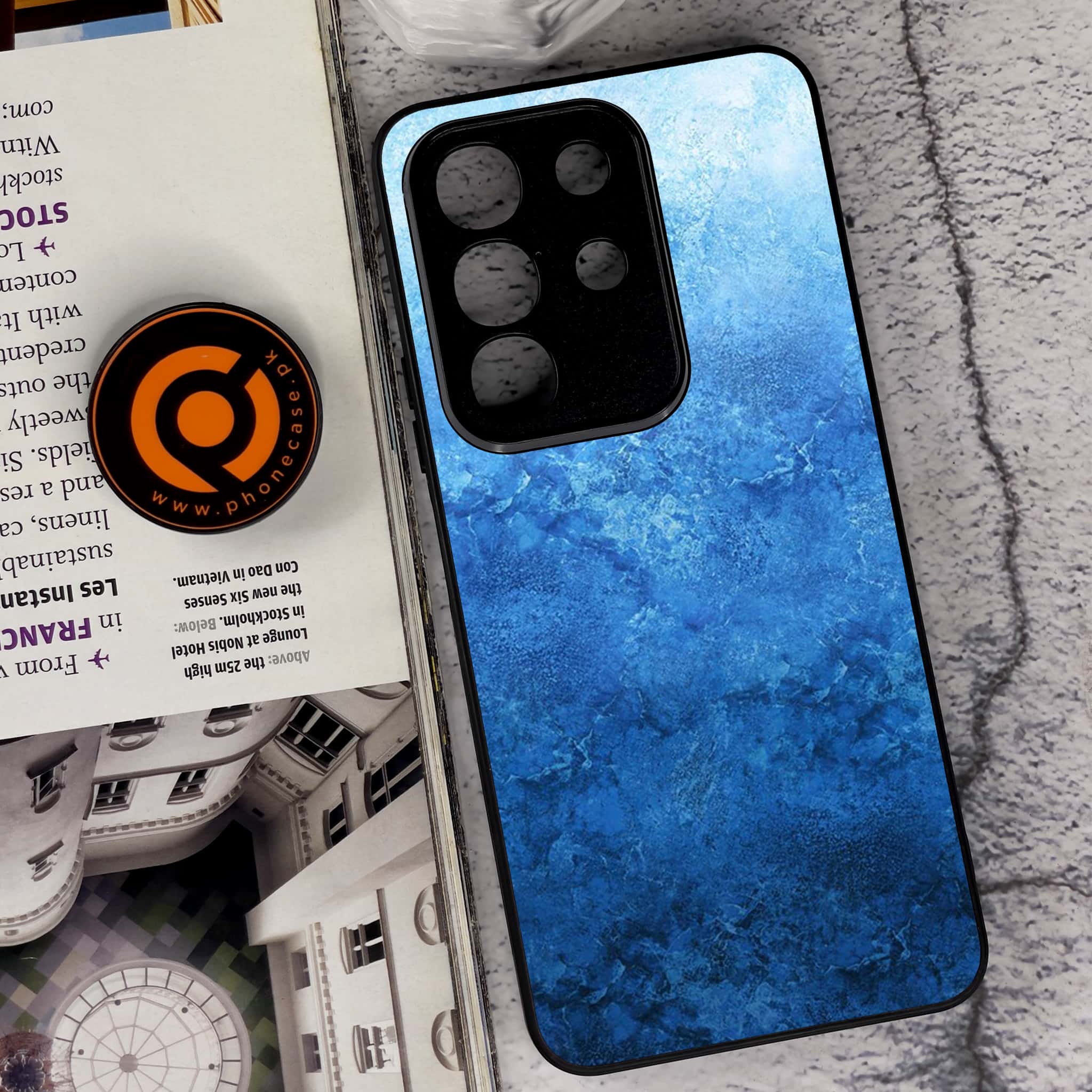 Vivo Y29 4G - Blue Marble Series - Premium Metal Printed soft Bumper Shock Proof Case