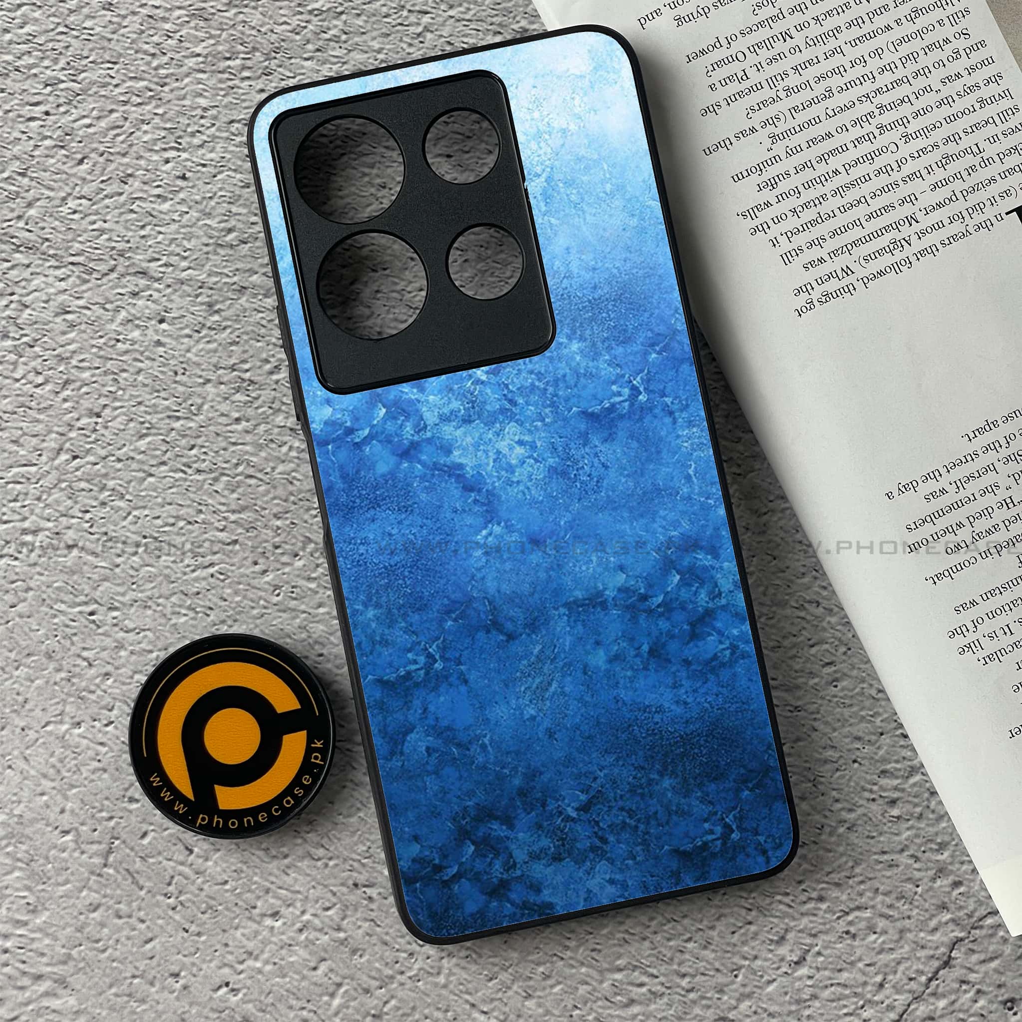 Infinix Note 30 - Blue Marble Series - Premium Printed Glass soft Bumper shock Proof Case