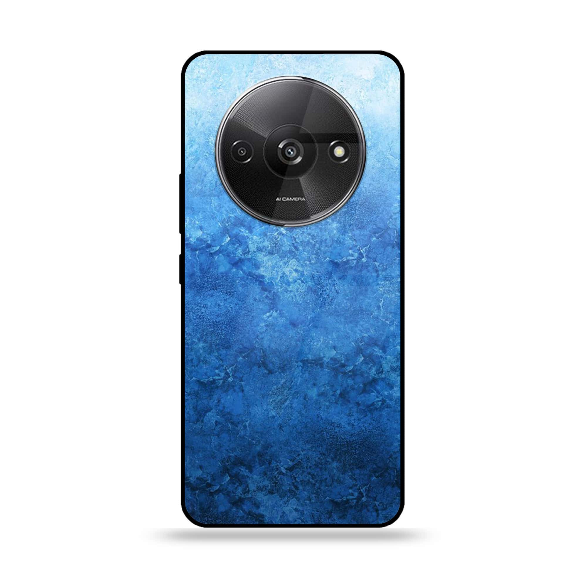 Xiaomi Redmi A3 - Blue Marble Series - Premium Printed Glass soft Bumper shock Proof Case