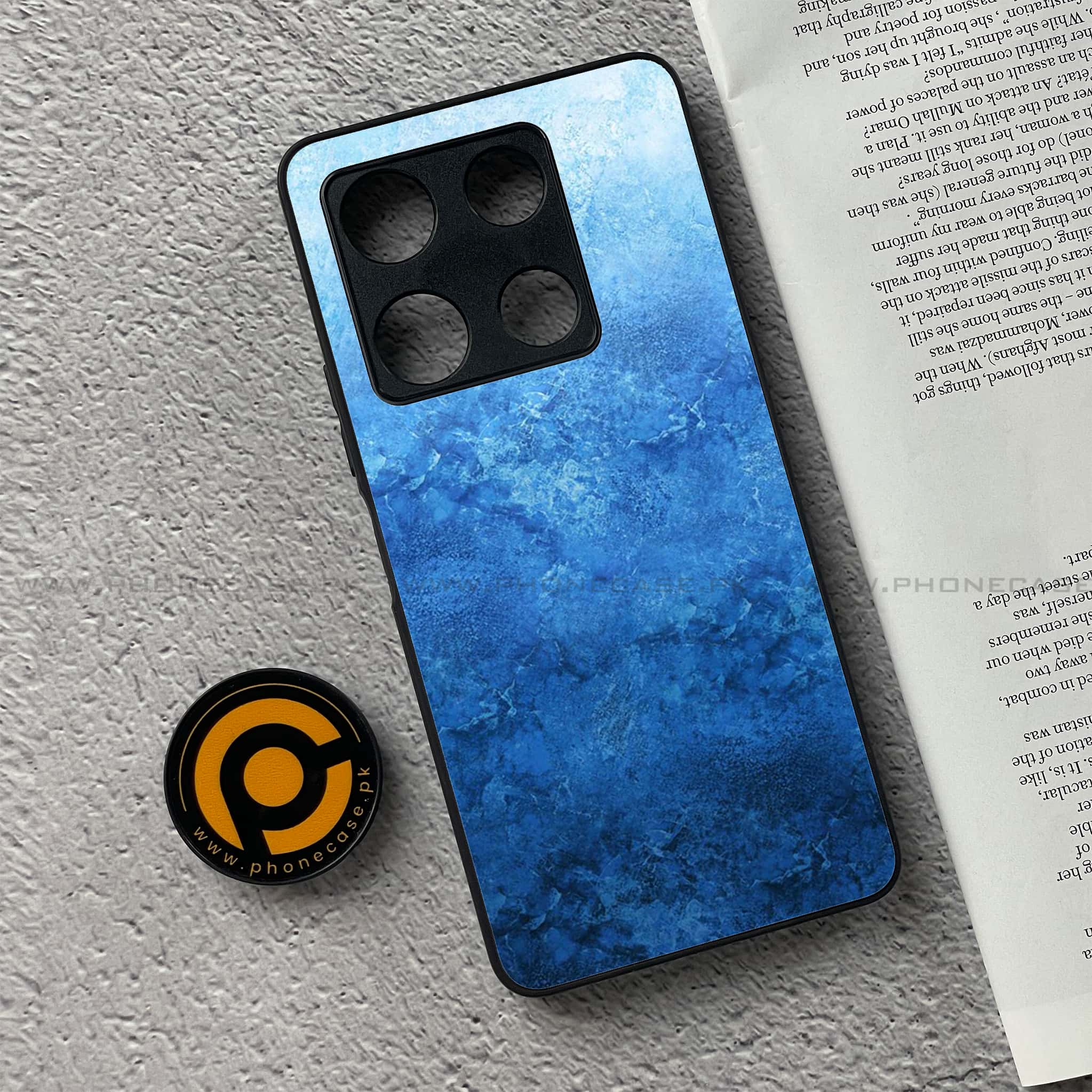 Infinix Note 30 Pro - Blue Marble Series - Premium Metal Printed soft Bumper shock Proof Case