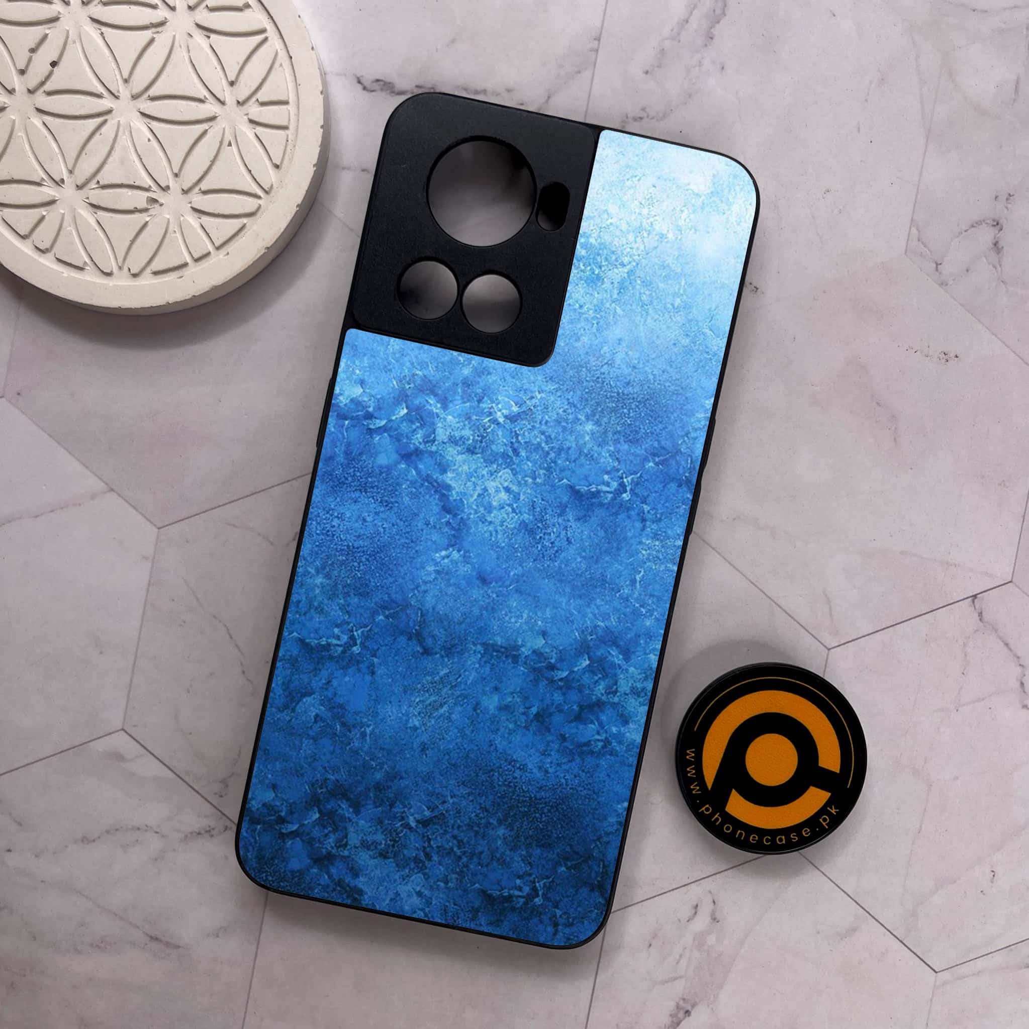 OnePlus 10R - Blue Marble Series - Premium Metal Printed soft Bumper shock Proof Case