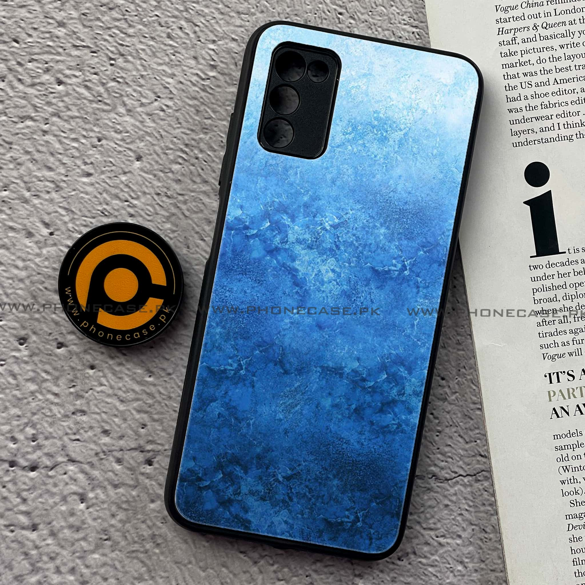 Samsung Galaxy A03s - Blue Marble Series - Premium Printed Glass soft Bumper shock Proof Case