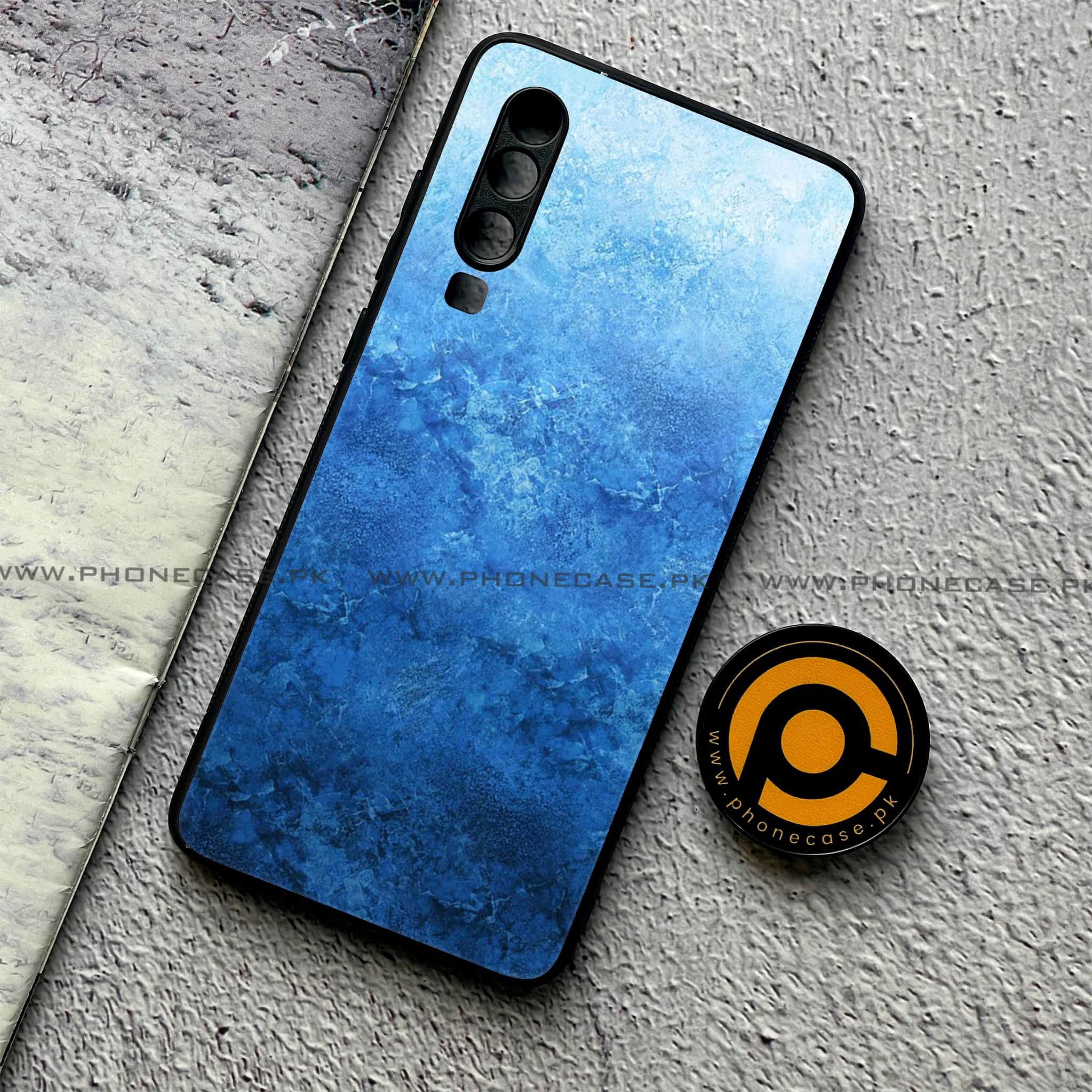 Huawei P30 - Blue Marble Series - Premium Printed Glass soft Bumper shock Proof Case