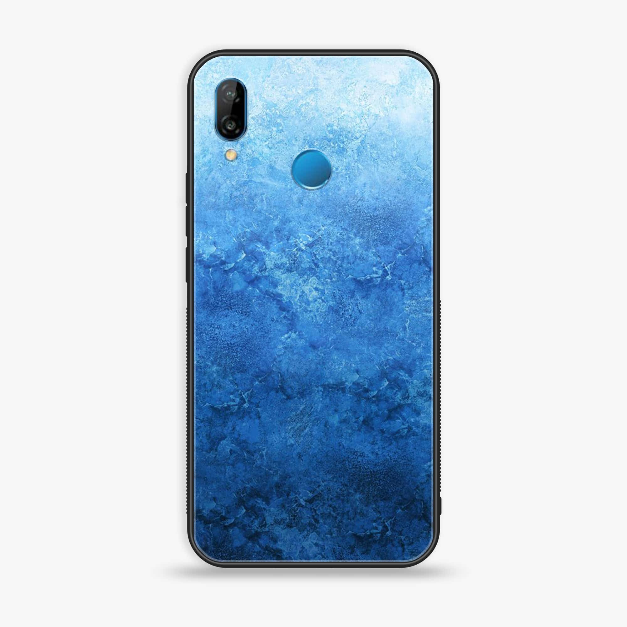 Huawei P20 lite - Blue Marble Series - Premium Printed Glass soft Bumper shock Proof Case