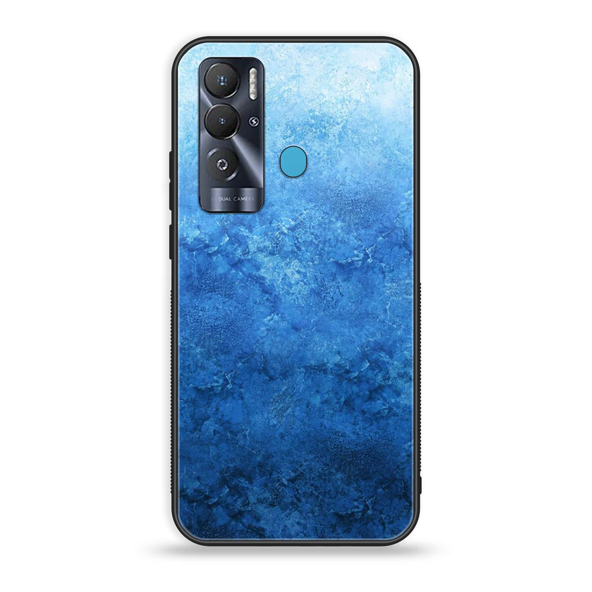 Tecno Pova Neo Blue Marble Premium Printed Glass soft Bumper shock Proof Case