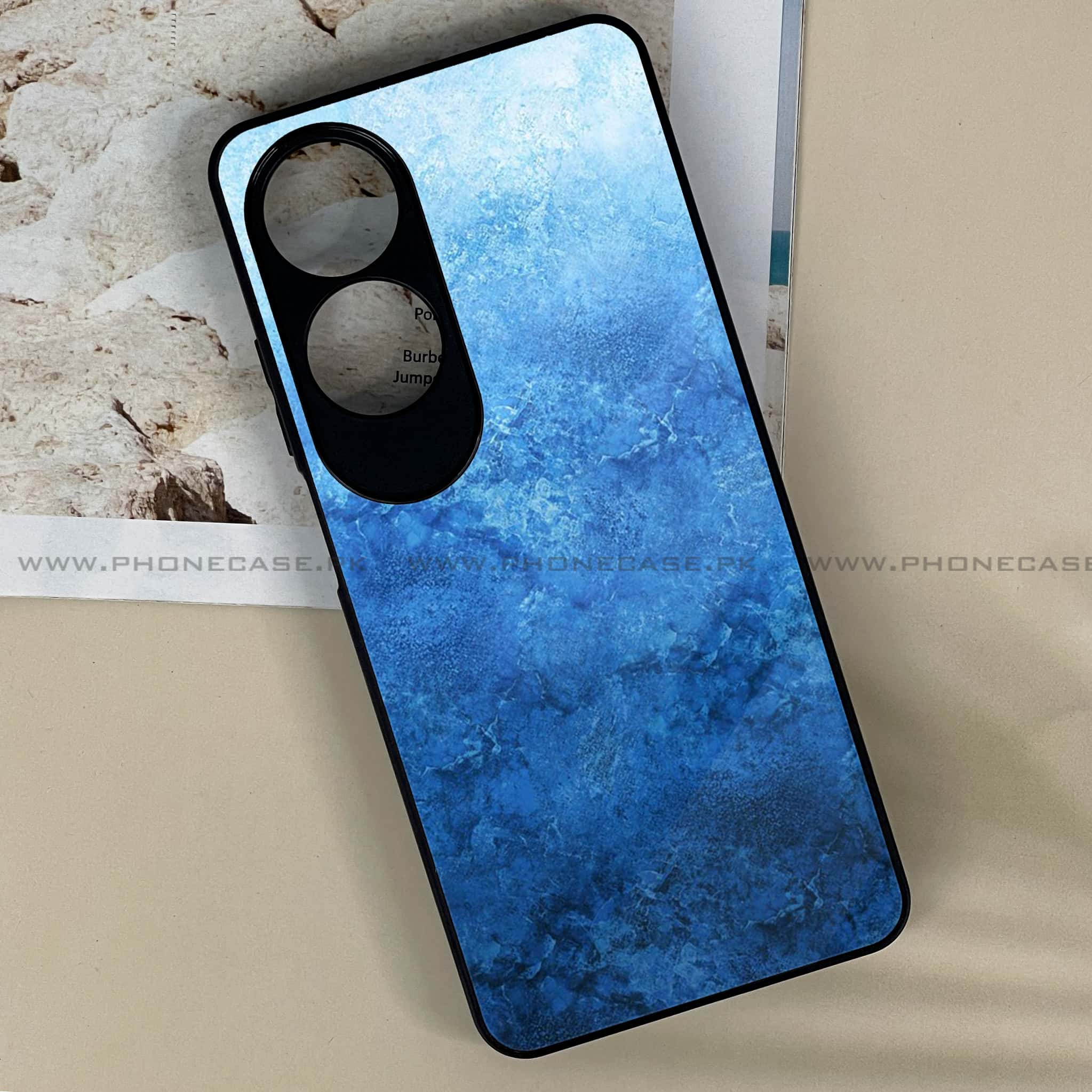 Oppo A60 - Blue Marble Series - Premium Printed Metal soft Bumper shock Proof Case