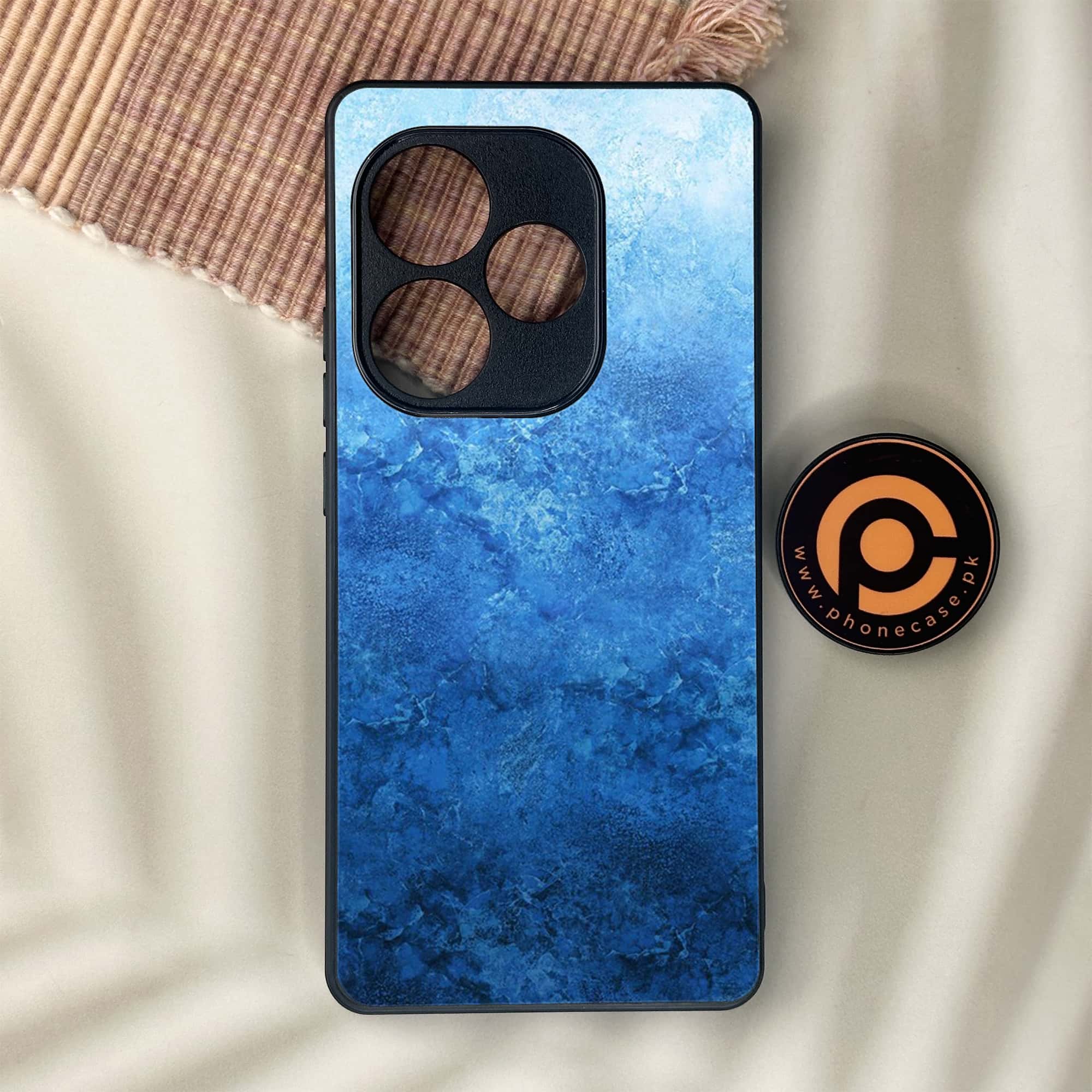 Realme GT 6 - Blue Marble Series - Premium Metal Printed soft Bumper shock Proof Case