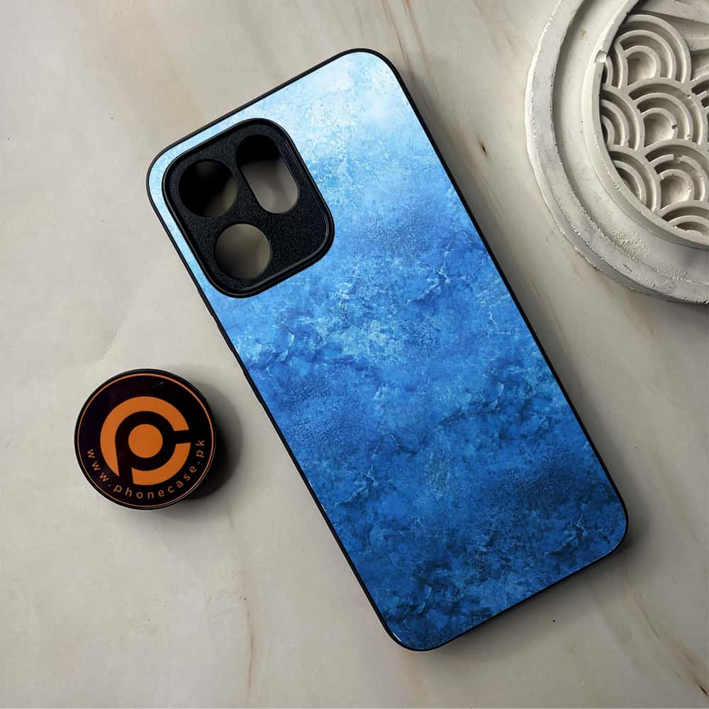 Oppo Reno 14F - Blue Marble Series - Premium Metal Printed Soft Bumper Shockproof Case