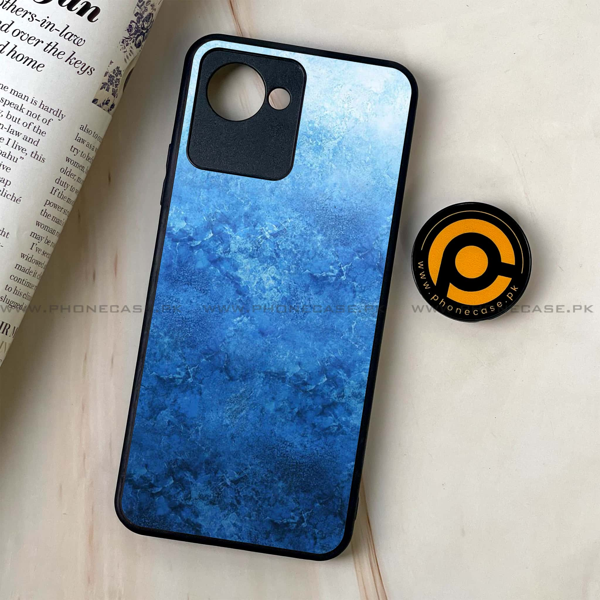 Realme C30 - Blue Marble Series - Premium Printed Glass soft Bumper shock Proof Case