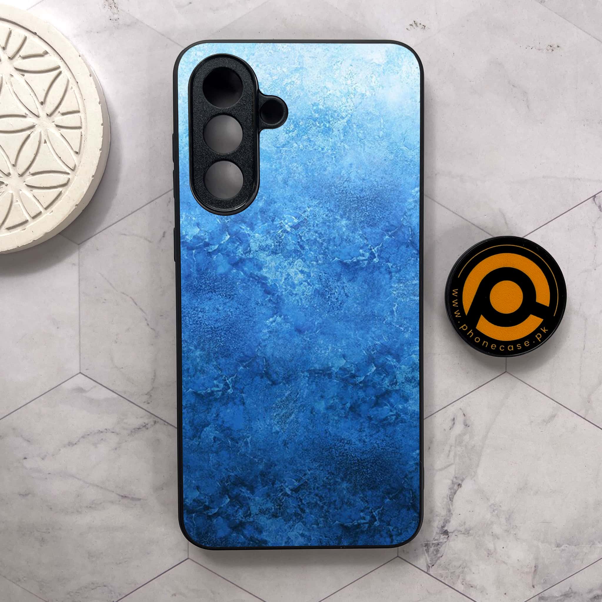 Samsung Galaxy A26 5G -  Blue Marble Series - Premium Metal Printed soft Bumper shock Proof Case