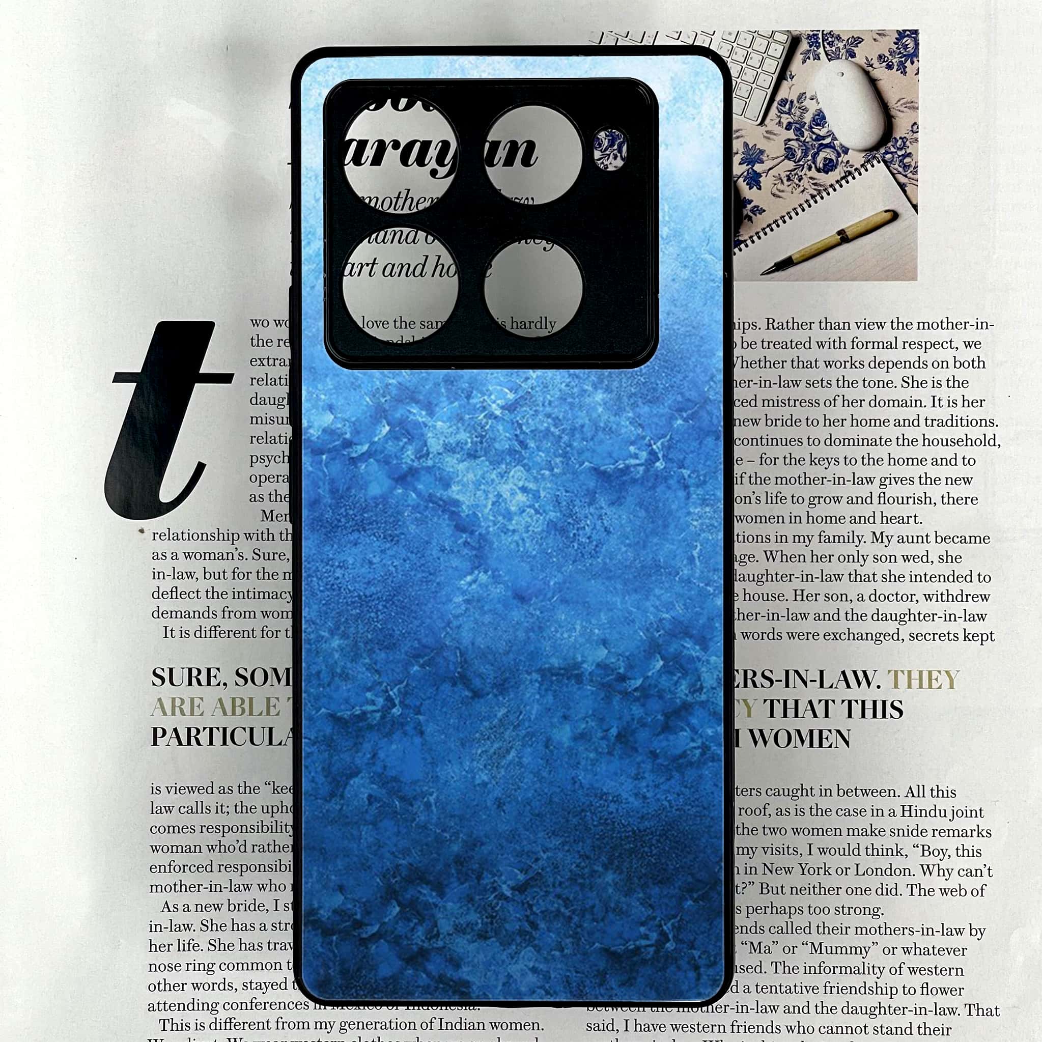 Infinix Note 40 Pro Plus - Blue Marble Series - Premium Metal Printed soft Bumper shock Proof Case