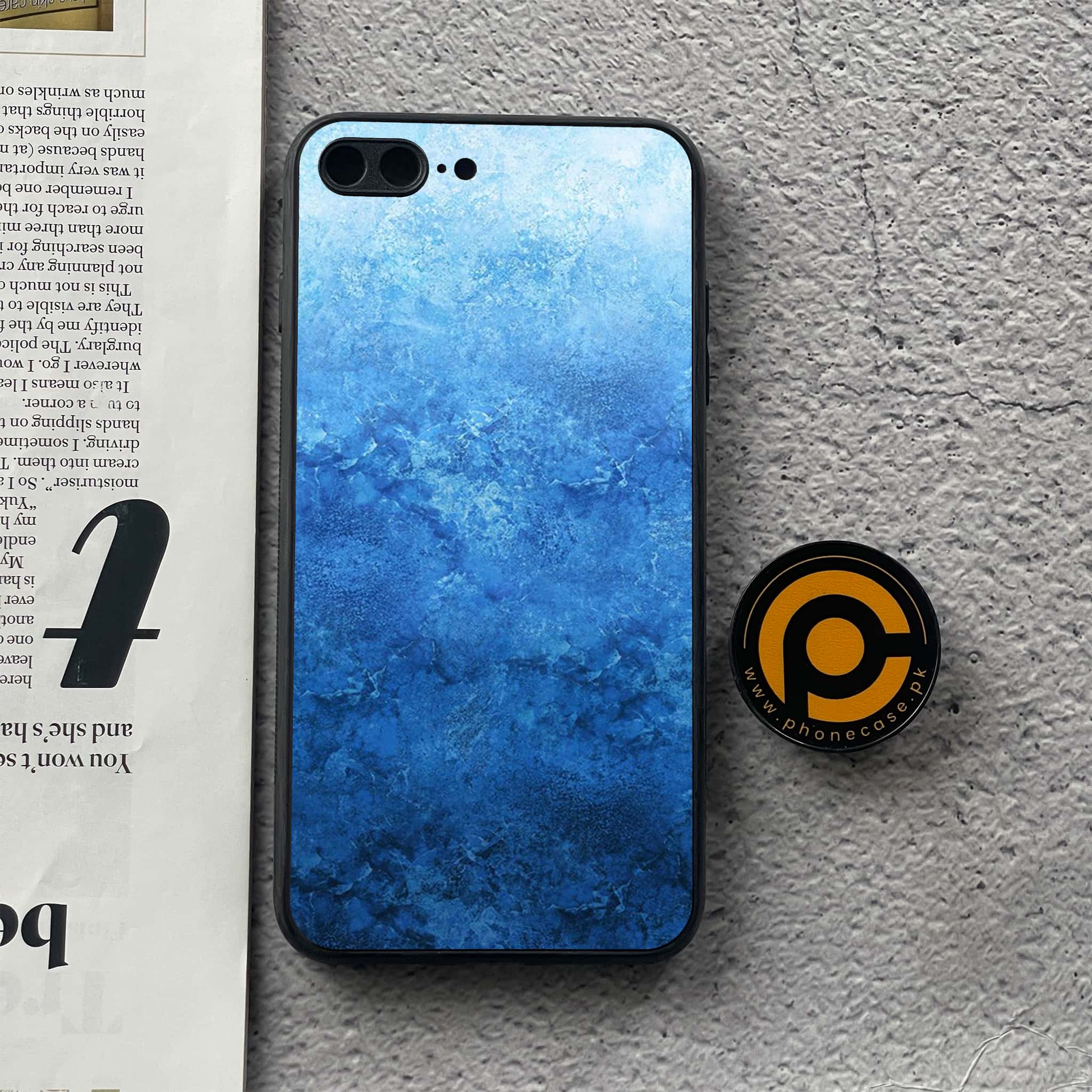 iPhone 7 Plus/ 8 Plus - Blue Marble Series - Premium Printed Glass soft Bumper shock Proof Case