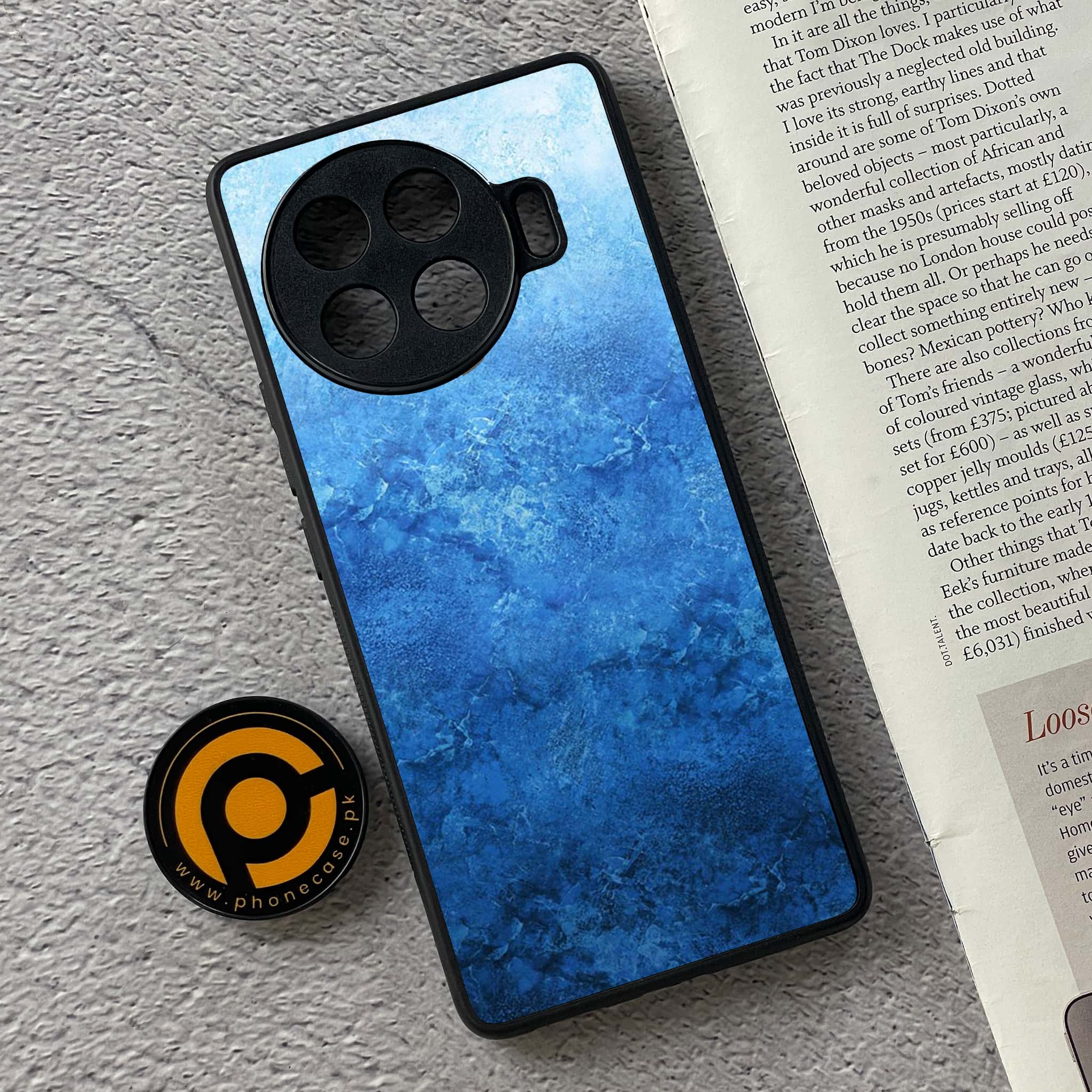 Tecno Spark 20 pro plus - Blue Marble Series - Premium Printed Glass soft Bumper shock Proof Case