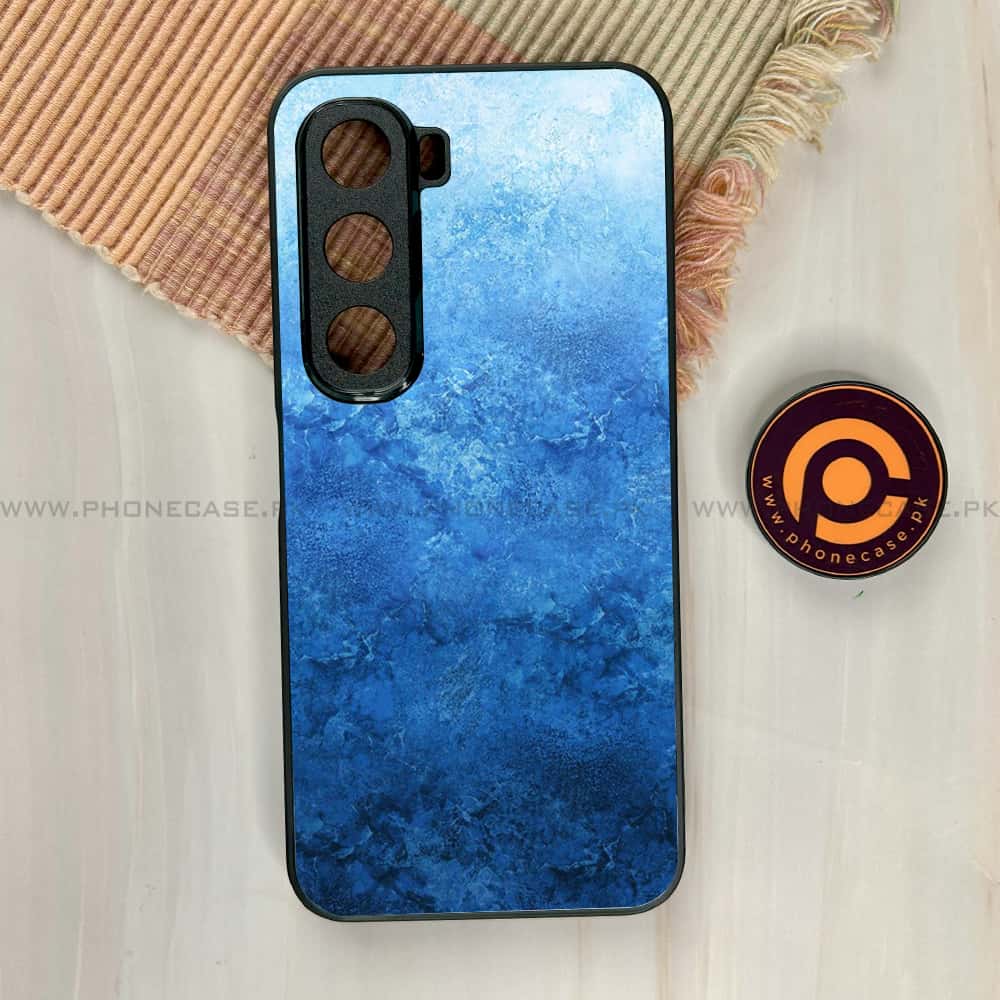 Infinix Hot 60i - Blue Marble Series - Premium Metal Printed soft Bumper shock Proof Case