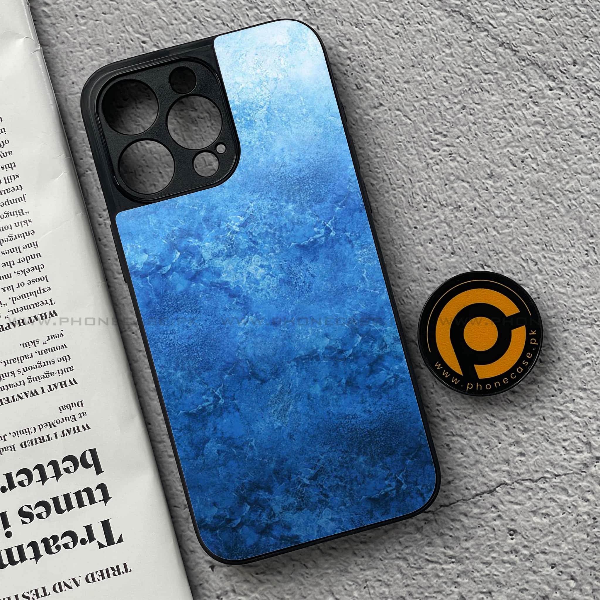 iPhone 15 Pro - Blue Marble Series - Premium Metal Printed soft Bumper shock Proof Case