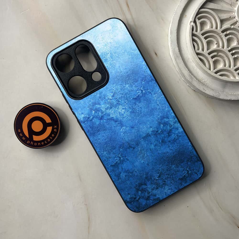 Oppo Reno 14 5G - Blue Marble Series - Premium Metal Printed soft Bumper shock Proof Case