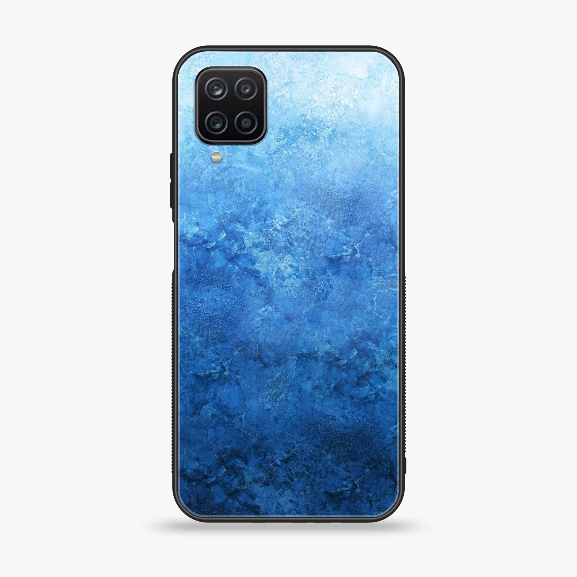 Samsung Galaxy A12 / A12 Nacho - Blue Marble Series - Premium Printed Glass soft Bumper shock Proof Case