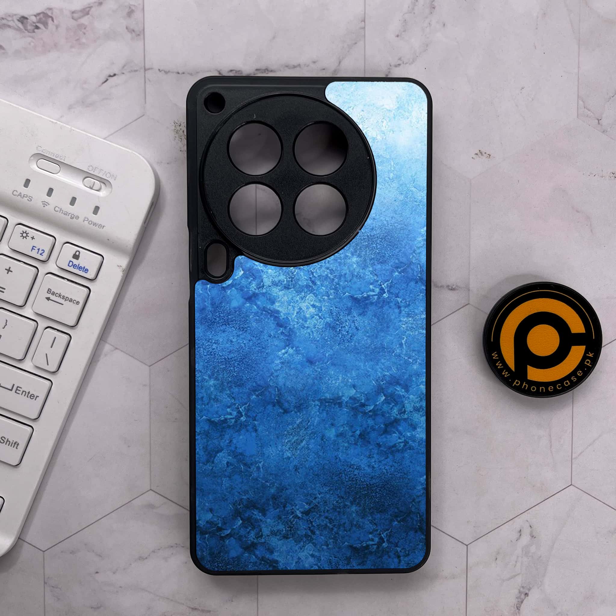 Tecno Camon 30 Premier - Blue Marble Series - Premium Metal Printed soft Bumper shock Proof Case