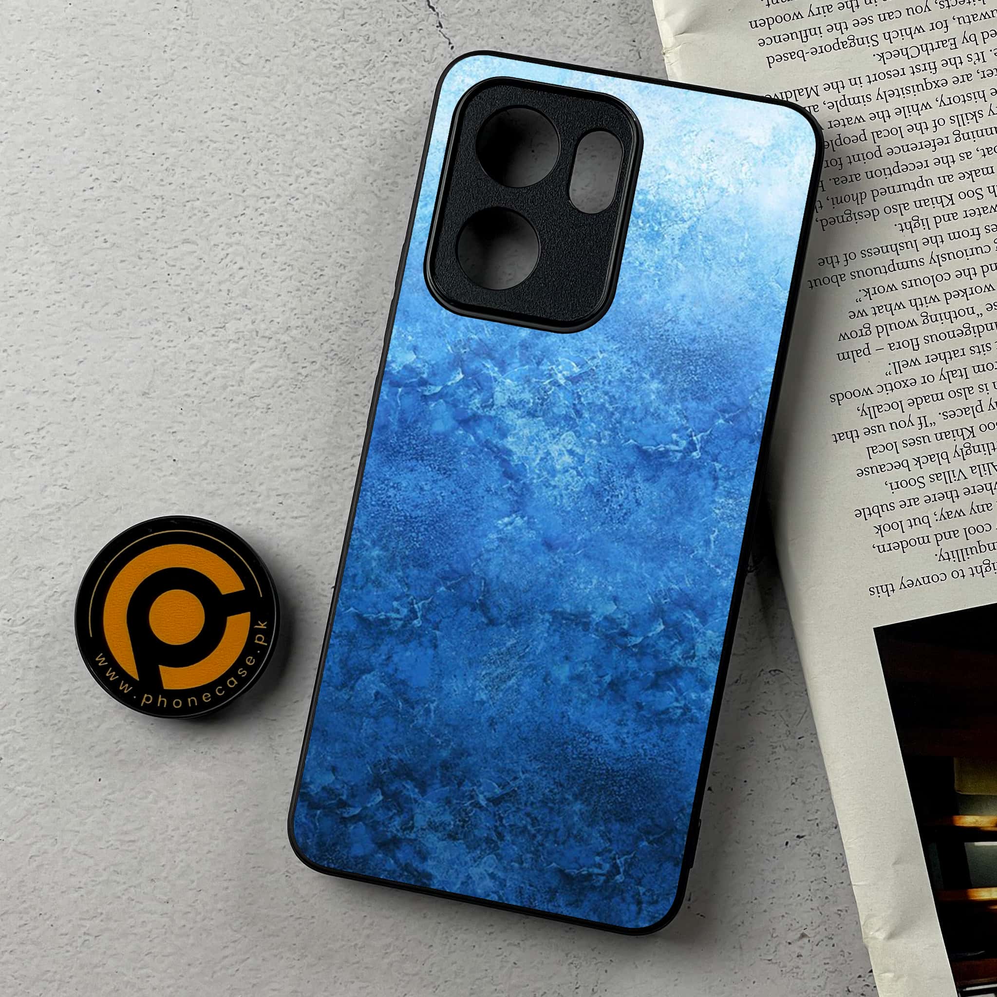 Oppo Reno 13F - Blue Marble Series - Premium Metal Printed Soft Bumper Shockproof Case