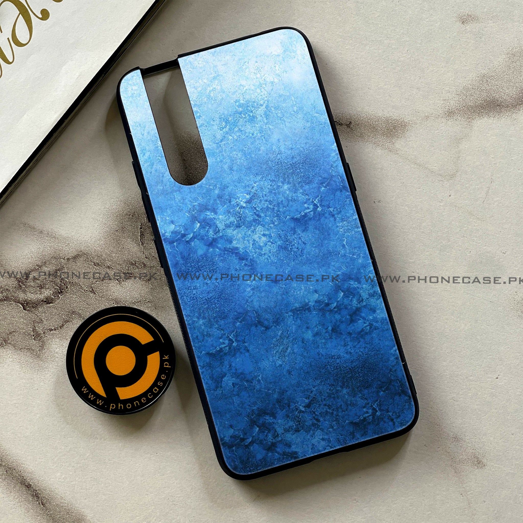 Vivo V15 Pro - Blue Marble Series - Premium Printed Glass soft Bumper shock Proof Case