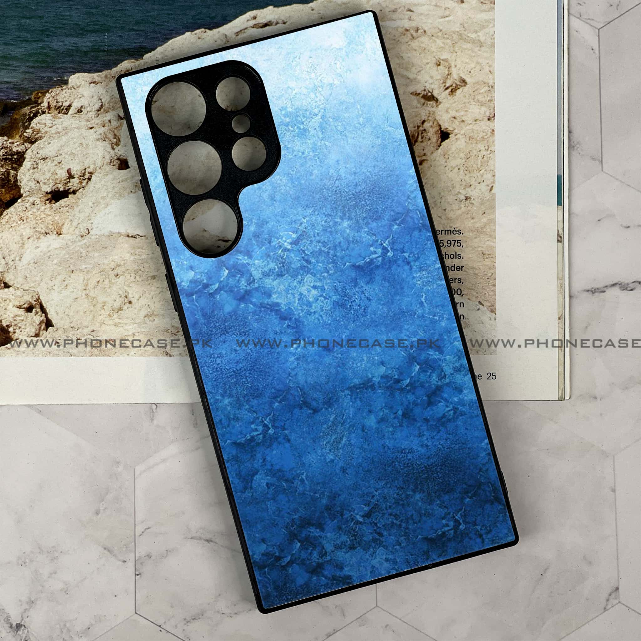 Samsung Galaxy S24 Ultra - Blue Marble Series - Premium Metal Printed soft Bumper shock Proof Case
