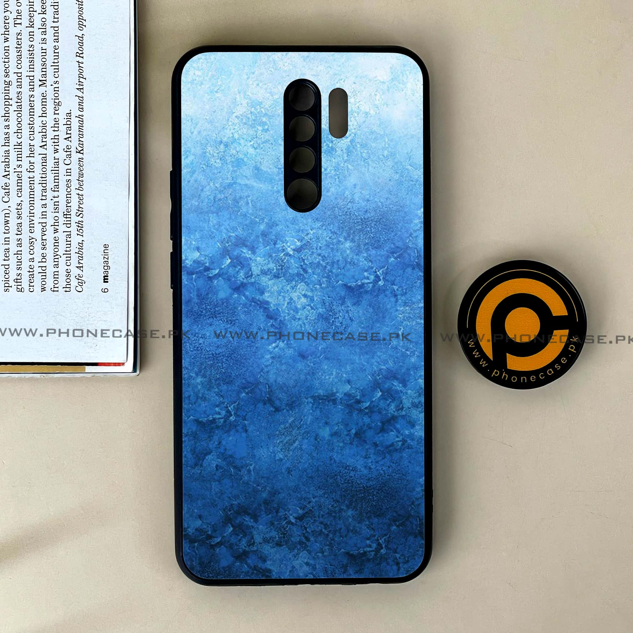 Xiaomi Redmi 9 - Blue Marble Series - Premium Printed Glass soft Bumper shock Proof Case